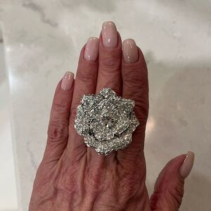 Kate Spade Silver Crystal Flower Ring Rose Garden Ring